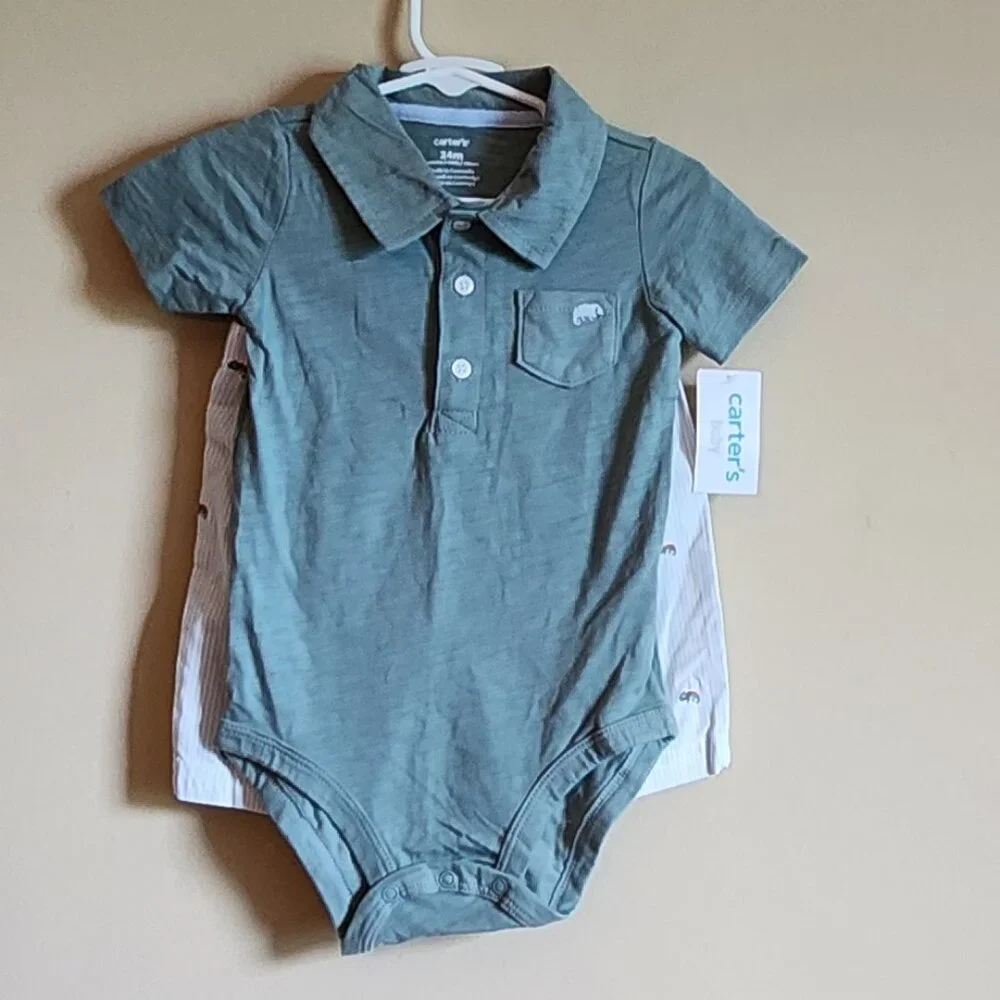 Carters Baby Boy Polo Bodysuit With Shorts Size 24 Months NWT